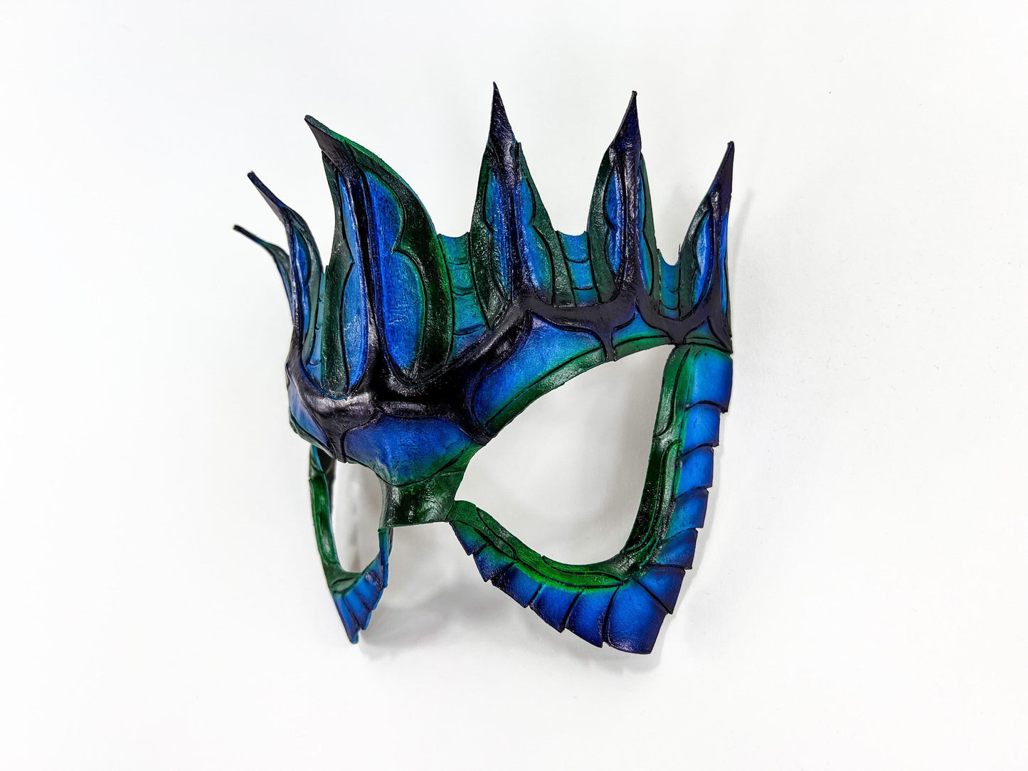 The Royal Azure Crown Mask | Genuine Leather Blue Mask