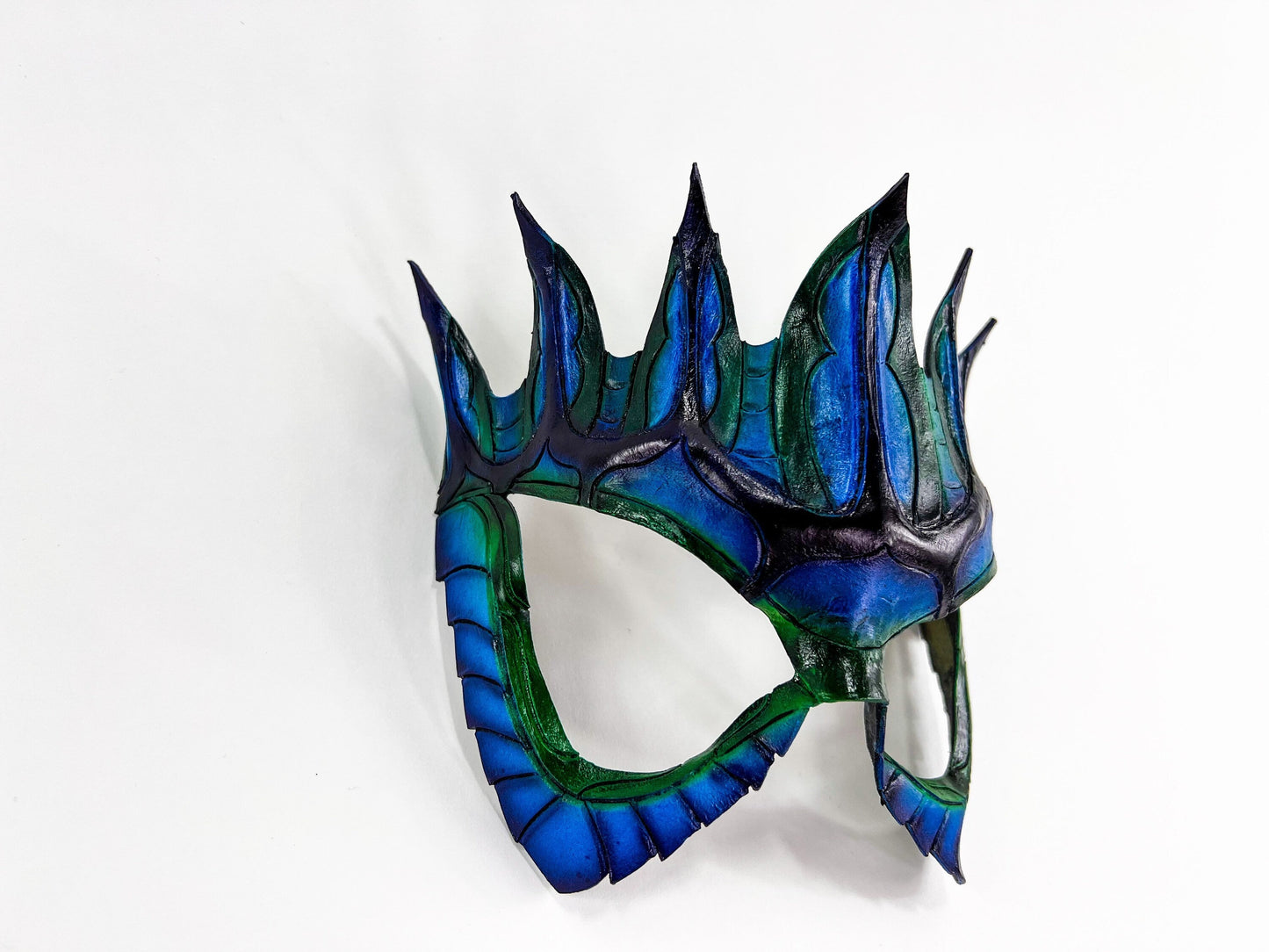 The Royal Azure Crown Mask | Genuine Leather Blue Mask