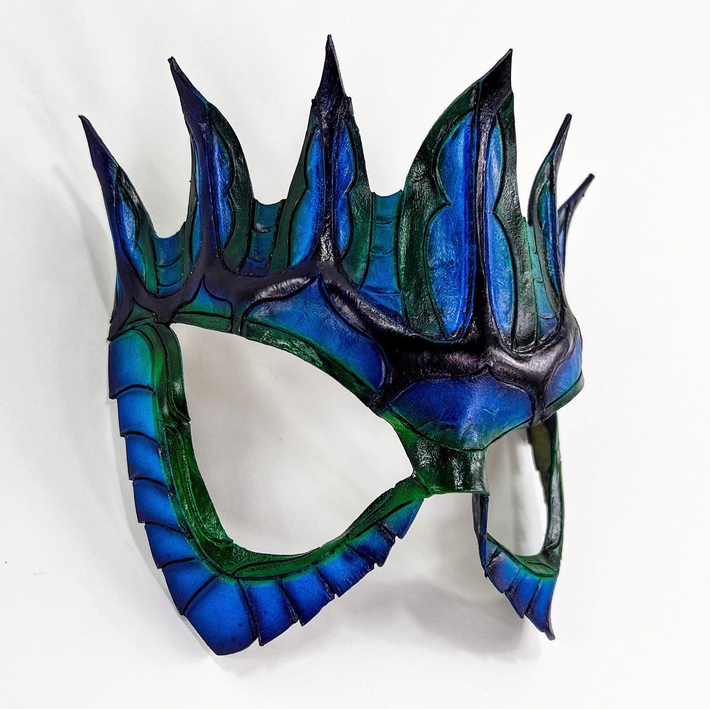 The Royal Azure Crown Mask | Genuine Leather Blue Mask