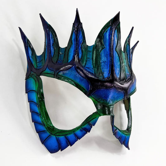 The Royal Azure Crown Mask | Genuine Leather Blue Mask
