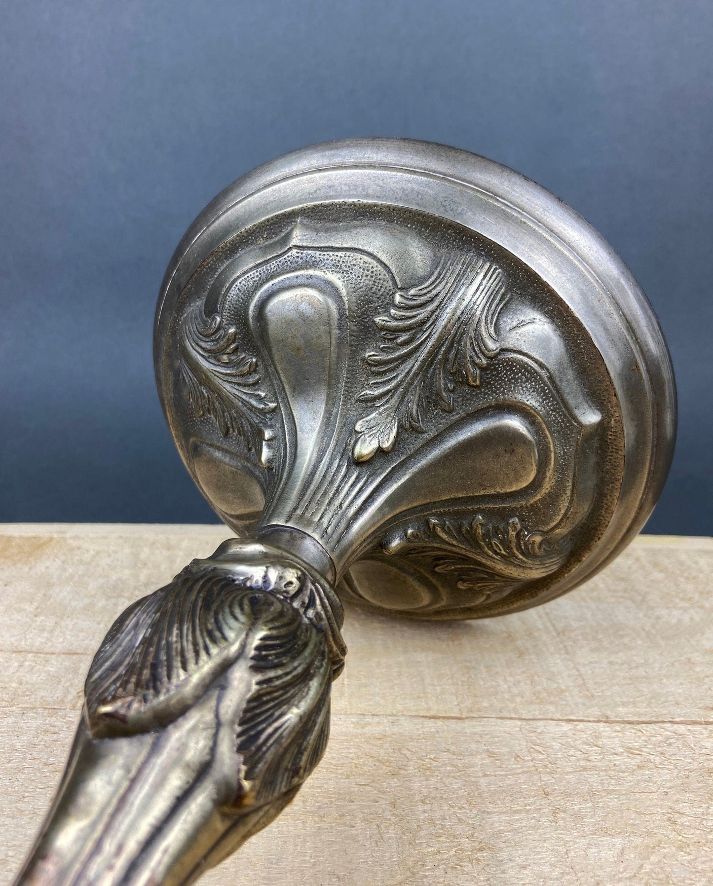Antique Pillar Candle Holder/Silver Plated Candle Stand/Art Nouveau Relief. Fine Dining.