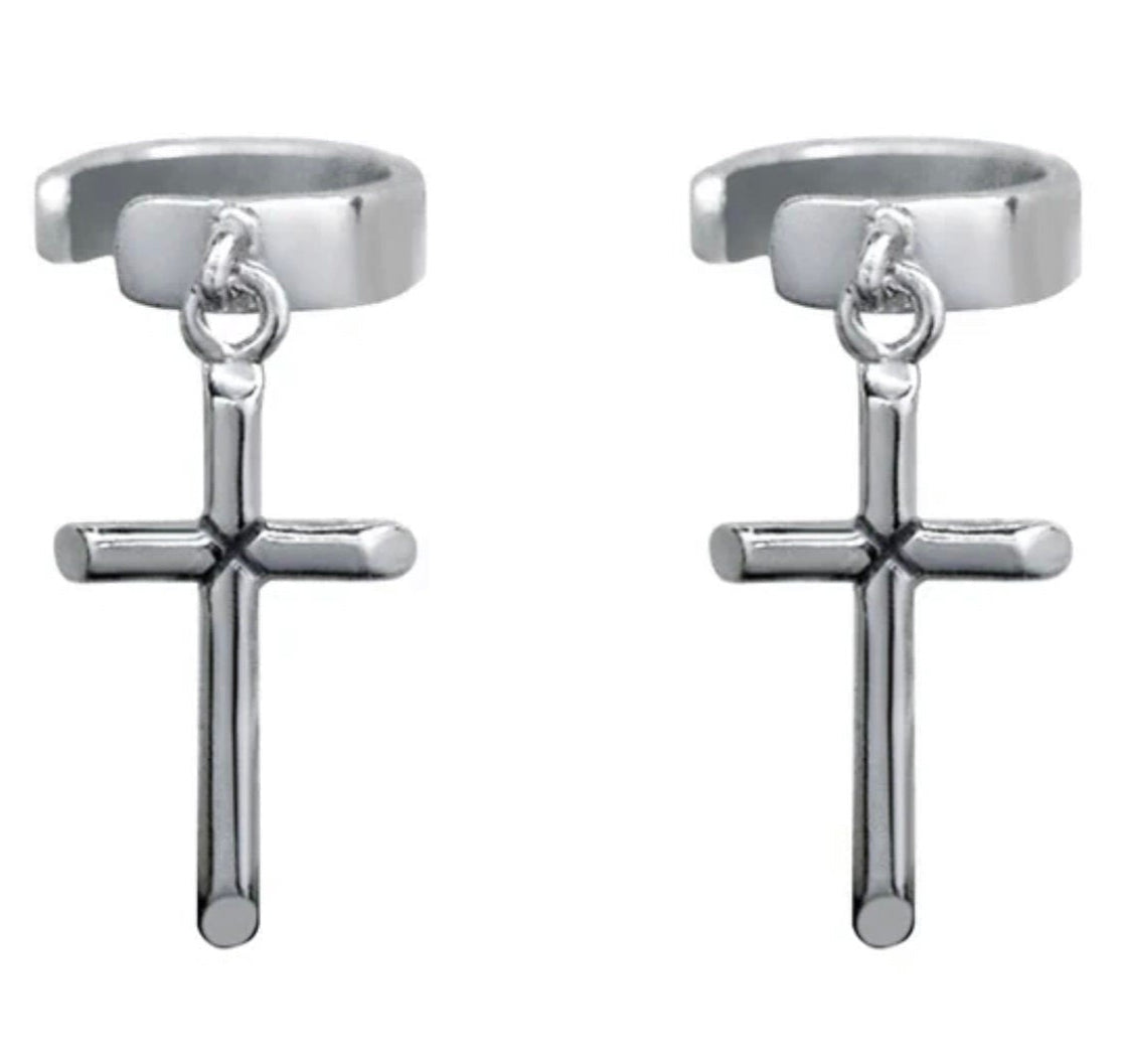 The Sovereign Grace Cross Ear Cuff | Oxidized S925 Sterling Silver