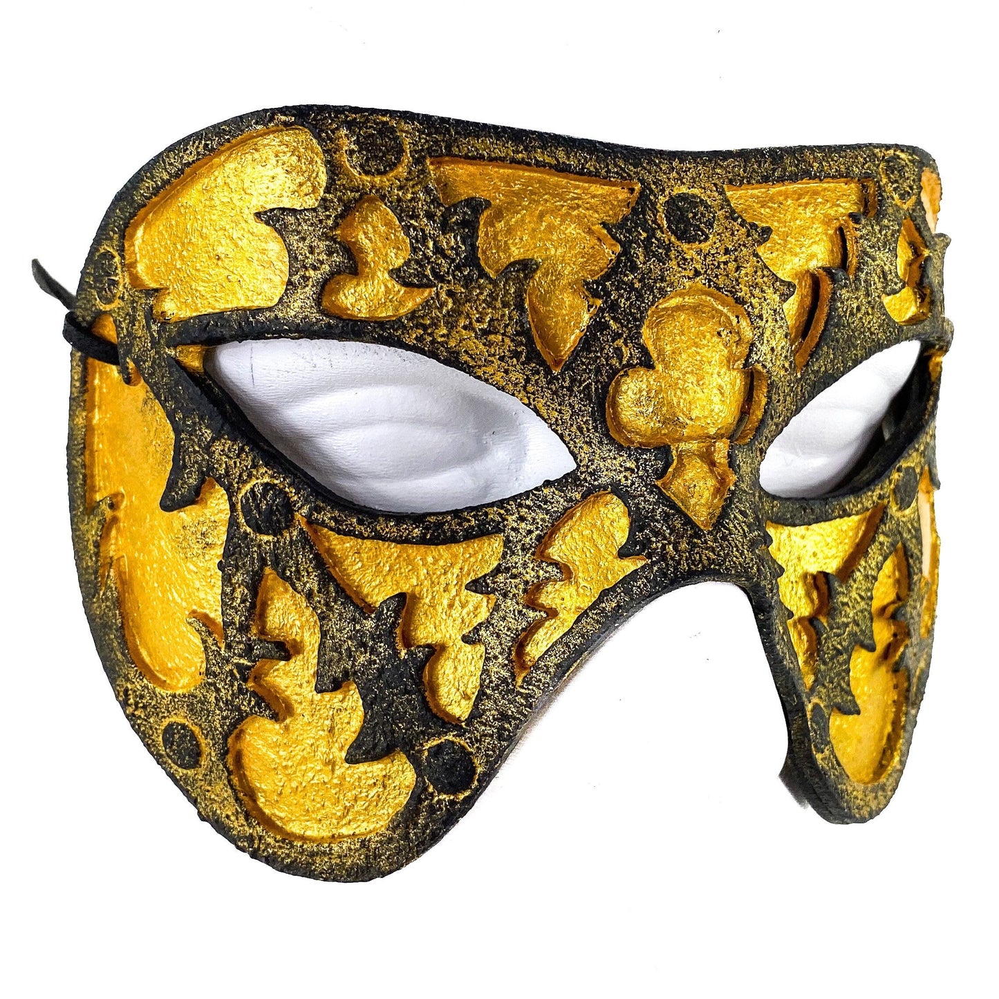 Dual Layer Handmade Genuine Leather Mask in Gold and Black