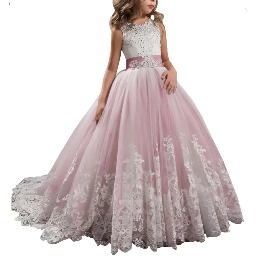 Lavender Tulle Lace Wedding Dress for Children