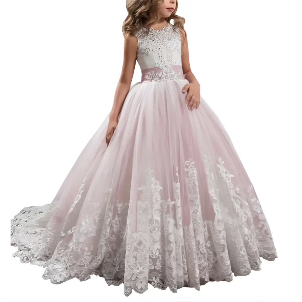Lavender Tulle Lace Wedding Dress for Children