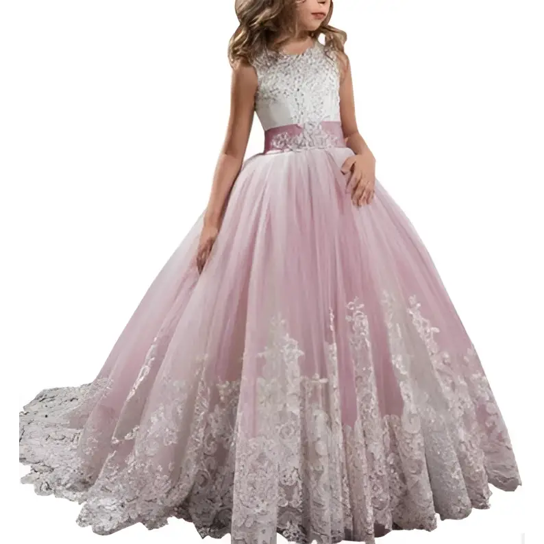 Lavender Tulle Lace Wedding Dress for Children