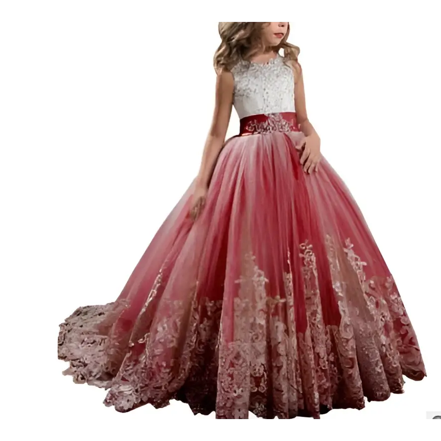 Lavender Tulle Lace Wedding Dress for Children