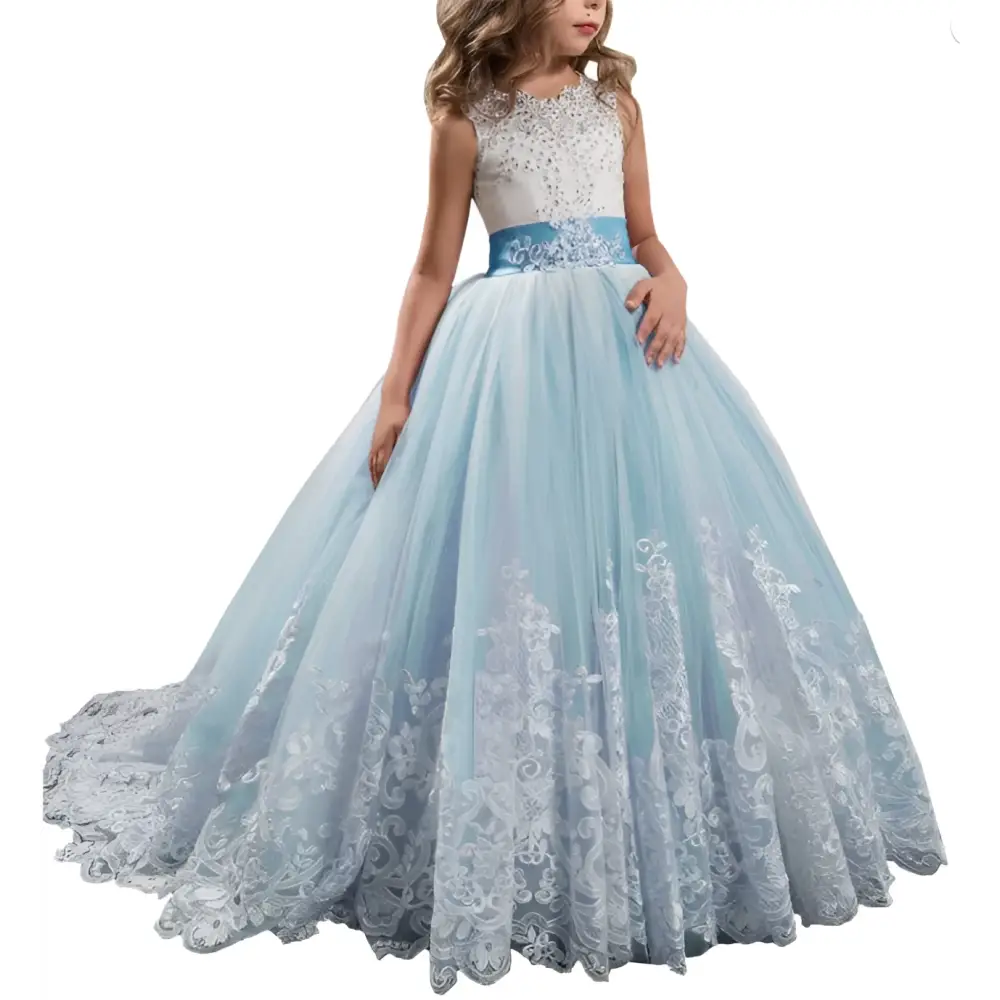 Lavender Tulle Lace Wedding Dress for Children