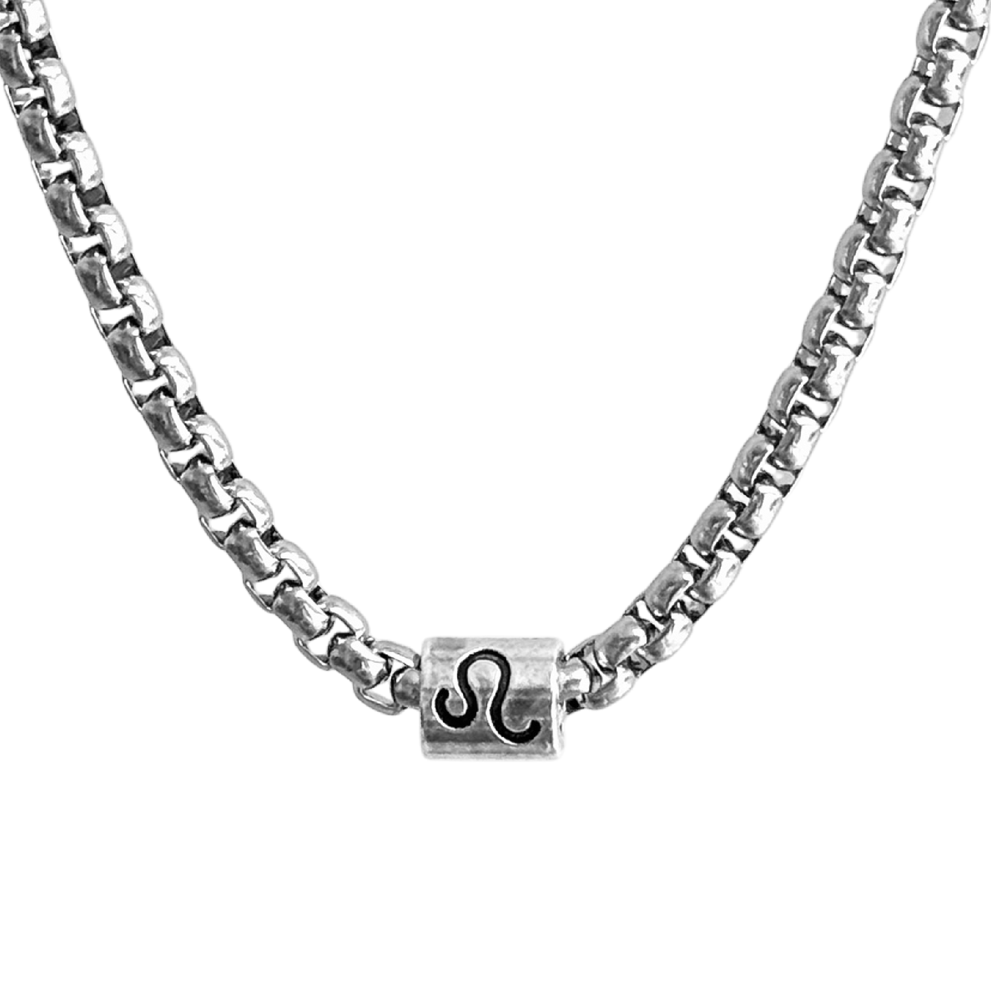 Vintage Zodiac Necklace Stainless Steel Box Chain Astrology Jewelry for Men