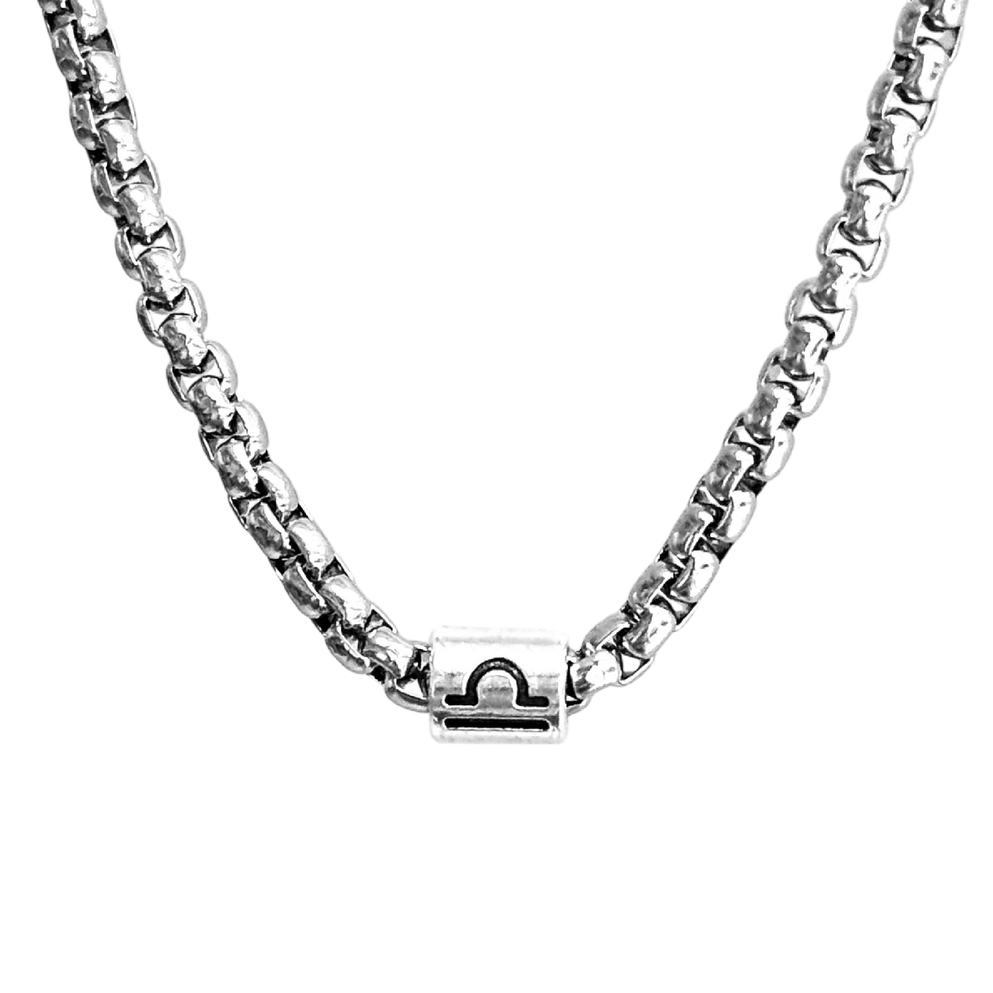 Vintage Zodiac Necklace Stainless Steel Box Chain Astrology Jewelry for Men