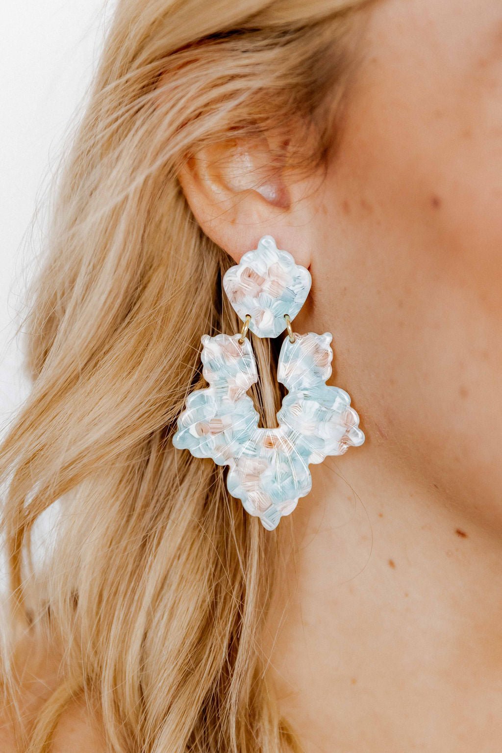 Michelle Statement Earrings - Mint Shell