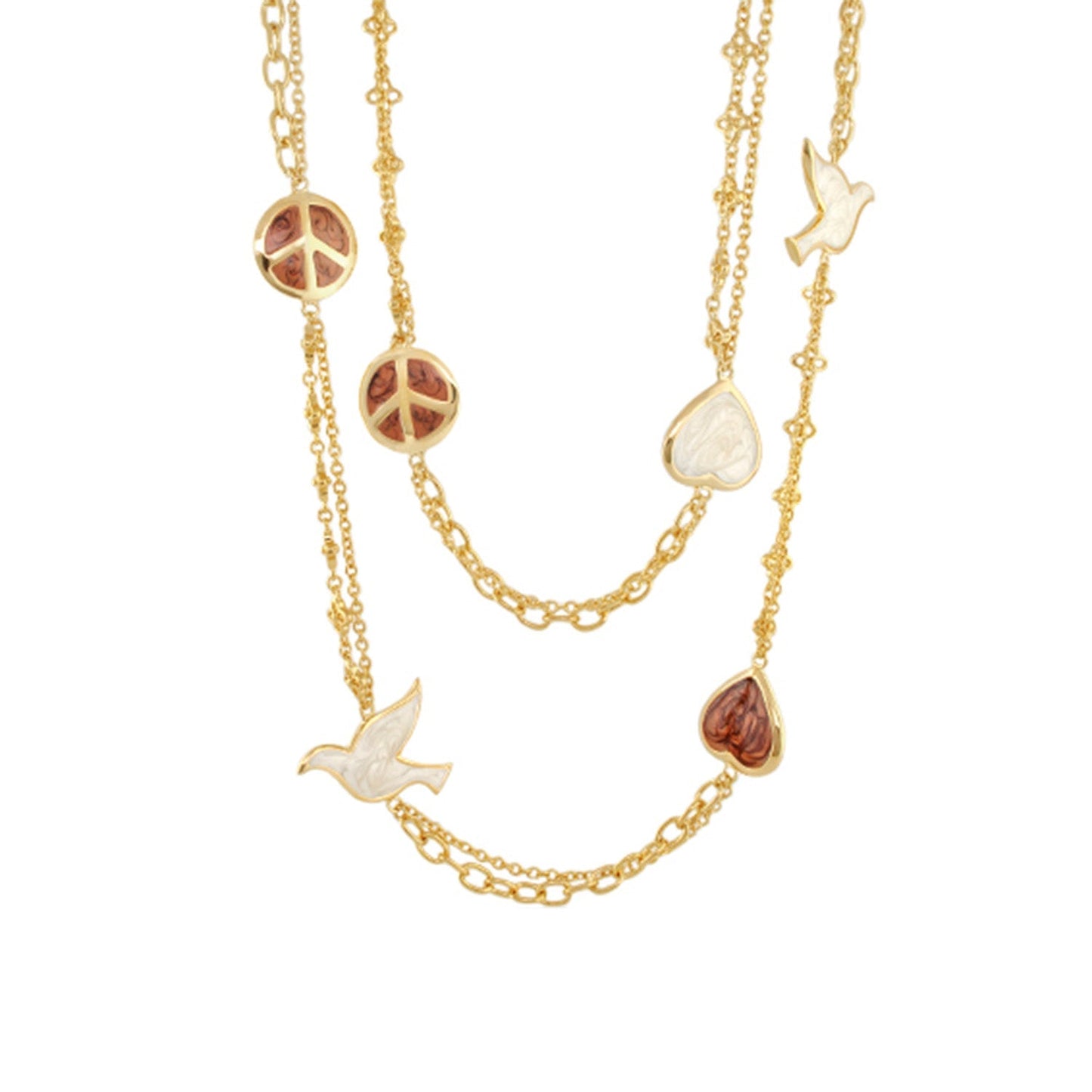 Peace And Dove Double Chain Necklace