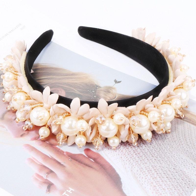 The Royal Court Velvet & Encrusted Pearl Circlet