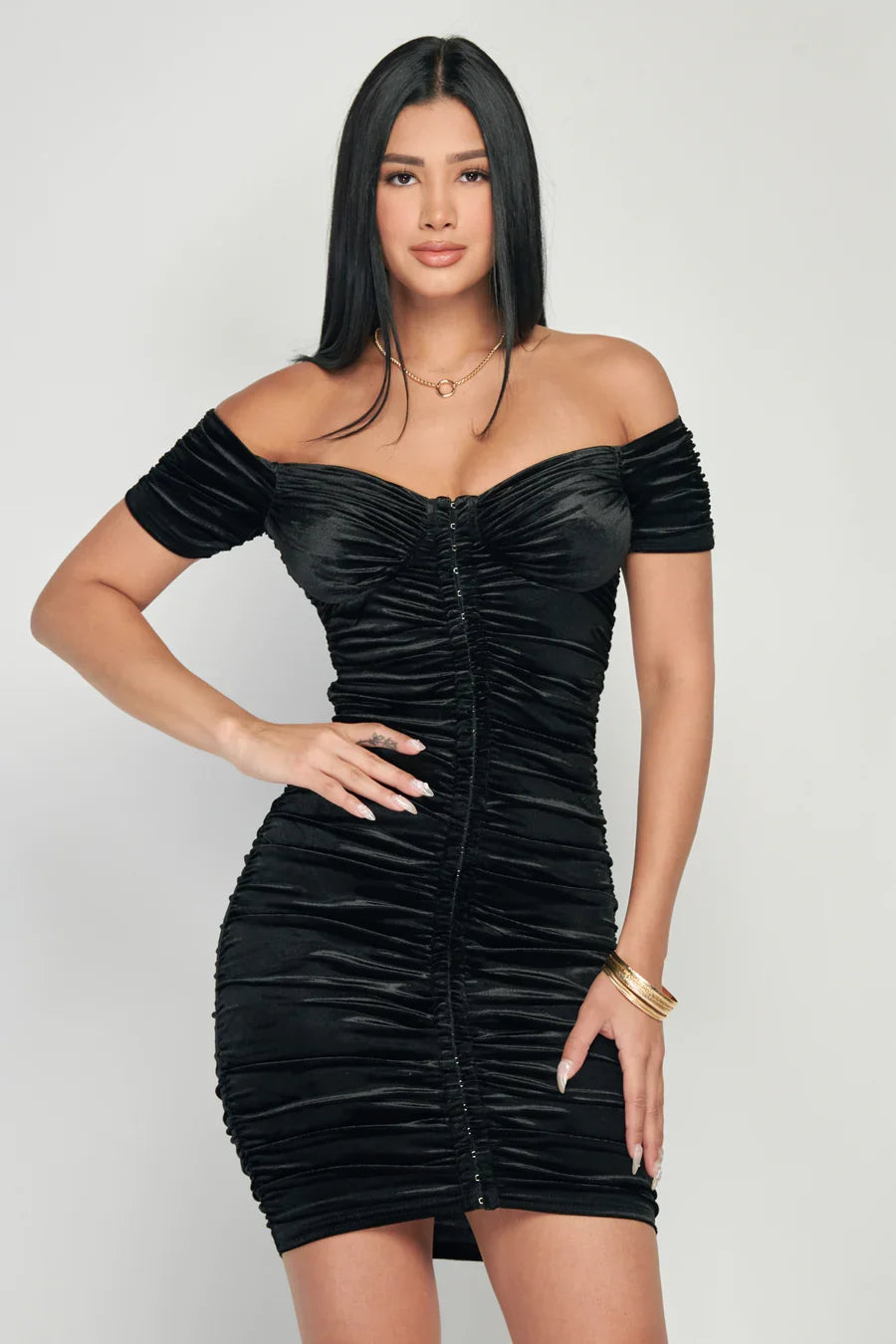 The Velvet Rose Off-Shoulder Mini Dress