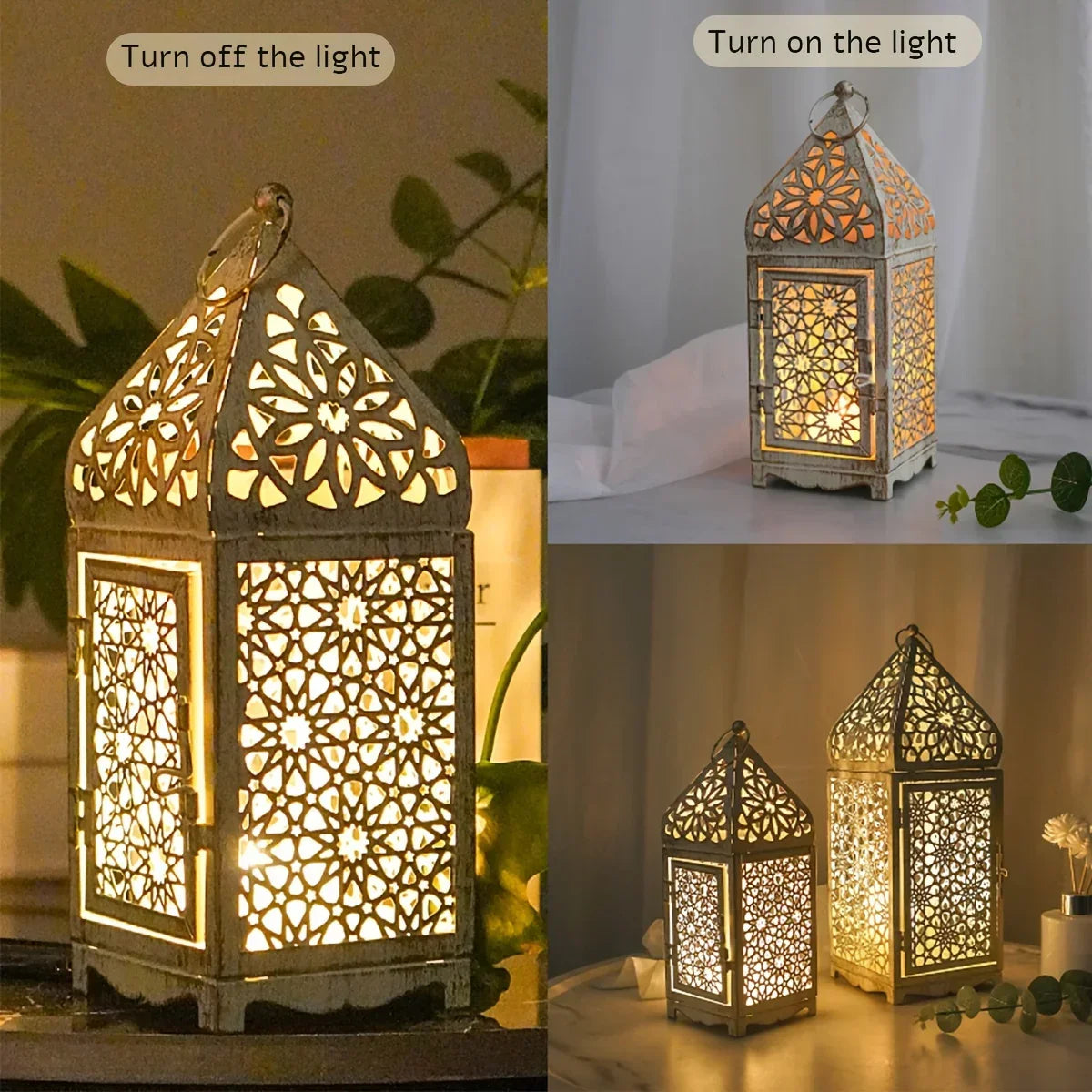 Vintage Moroccan Iron Candle Holder Set