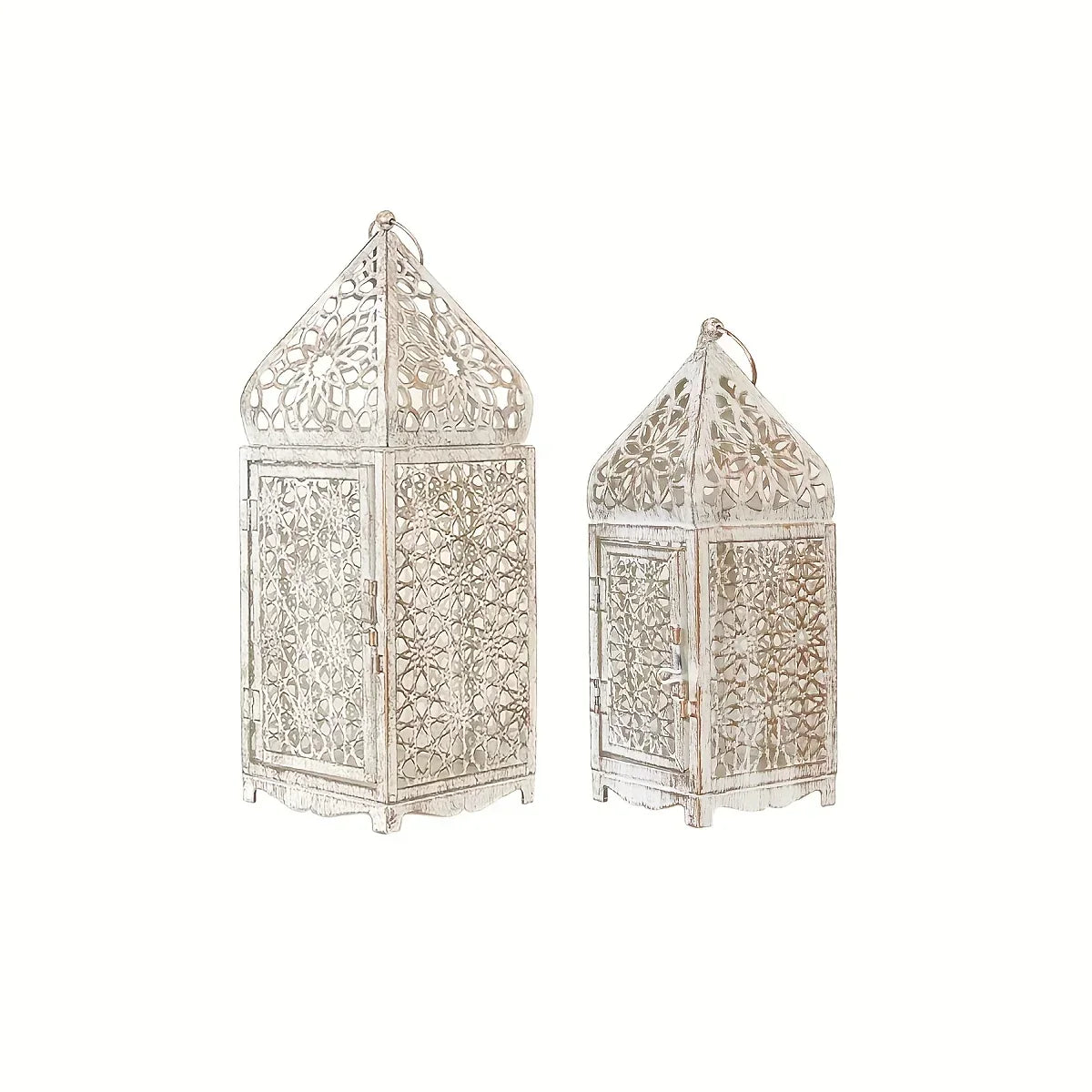 Vintage Moroccan Iron Candle Holder Set
