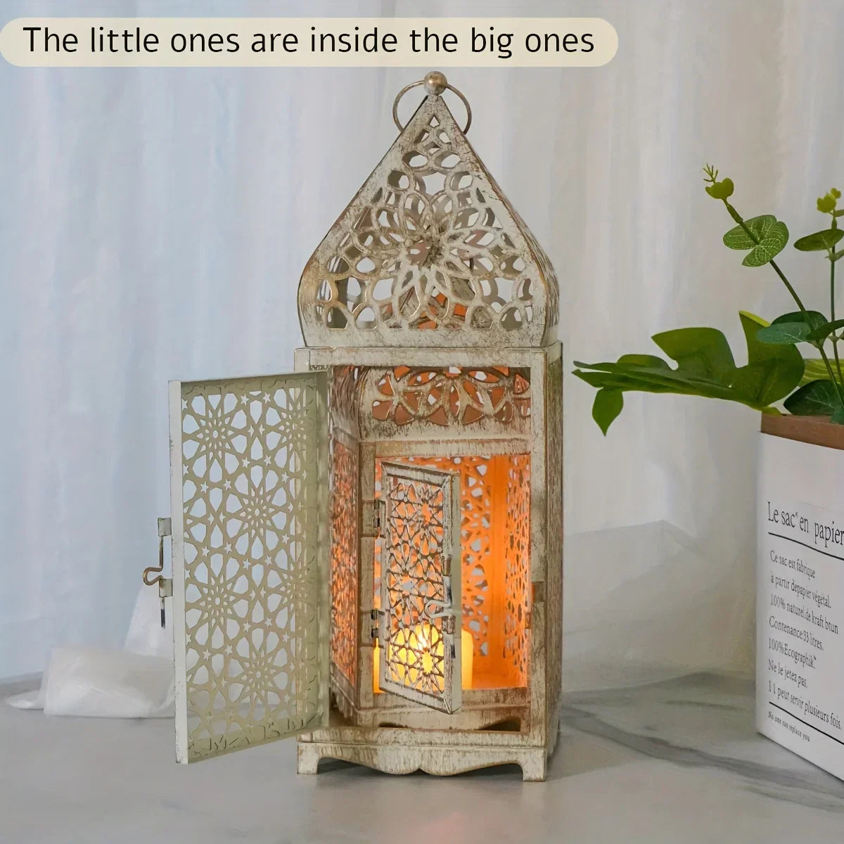 Vintage Moroccan Iron Candle Holder Set
