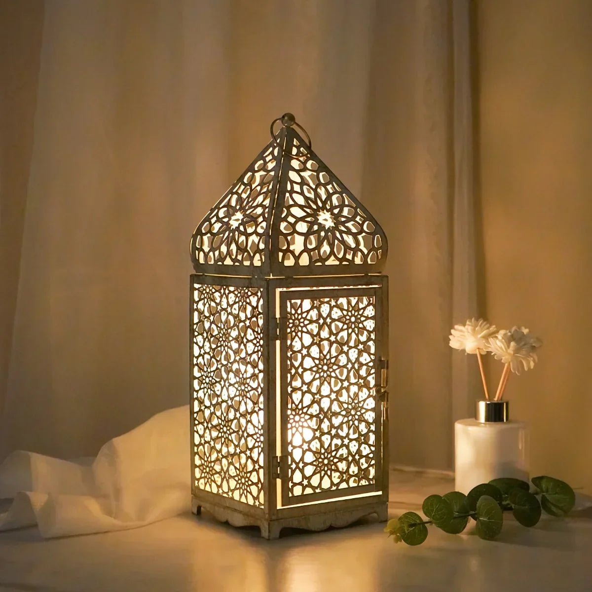 Vintage Moroccan Iron Candle Holder Set