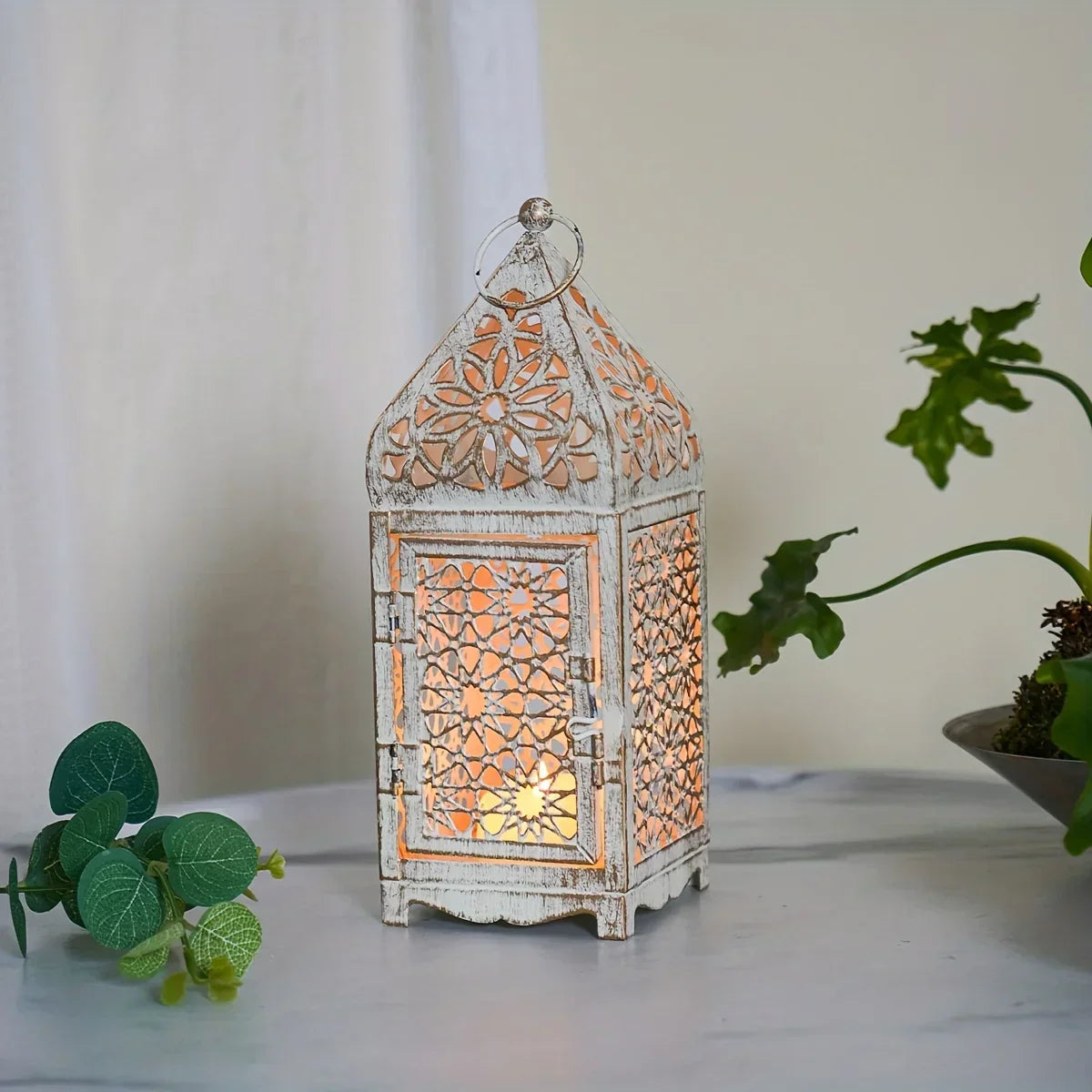 Vintage Moroccan Iron Candle Holder Set