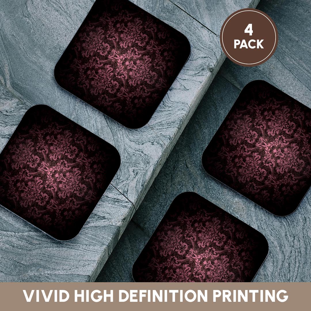 The Imperial Damask Coaster Set | Deep Eggplant & Velvet Purple